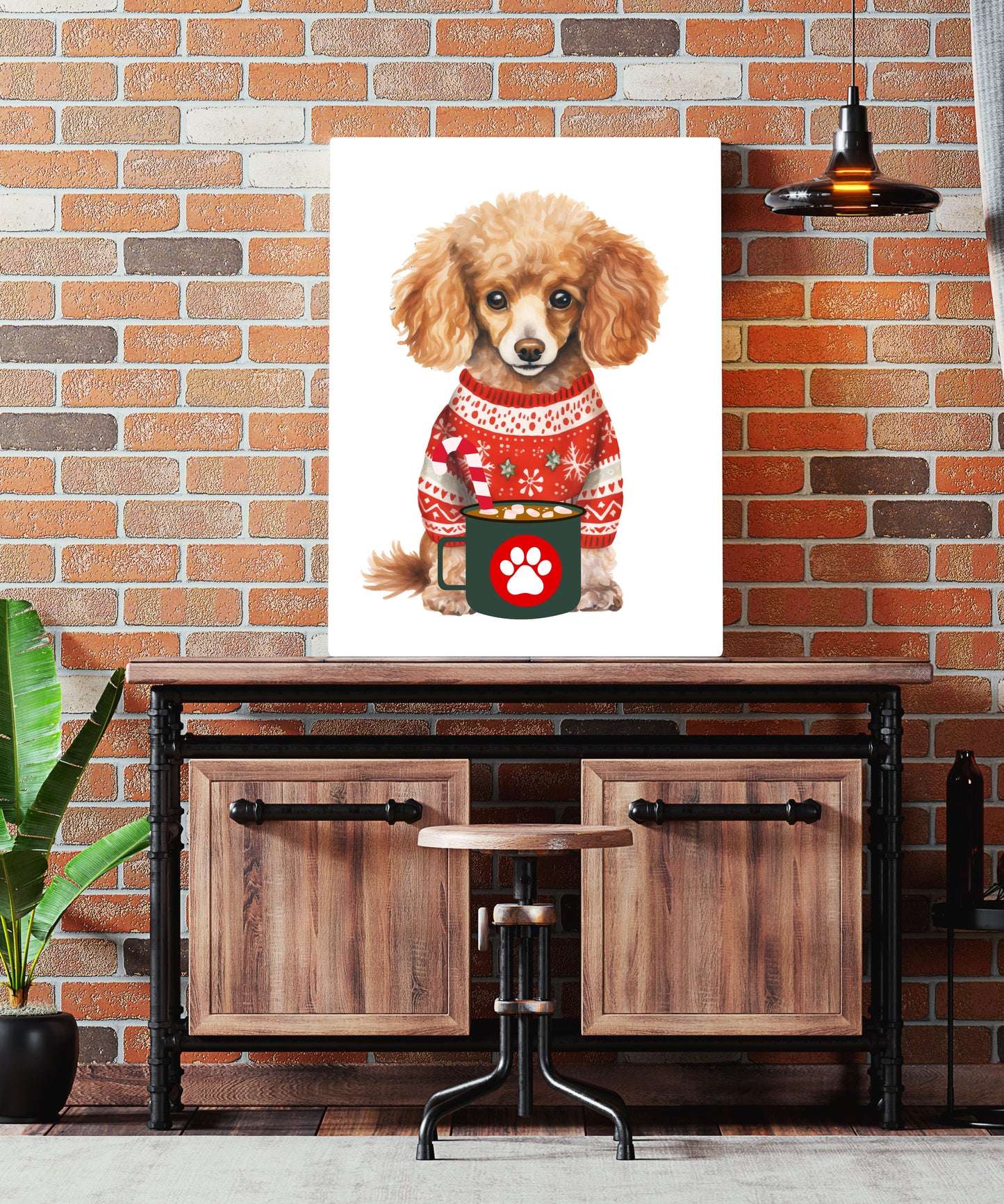 Canvas Wall Art - Christmas Doodle With A Mug Of Cheer